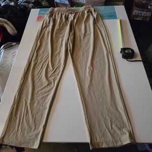 StretchActive Mens Athletic Jogger Pants Khaki Tan Nylon Spandex Hiking Size M